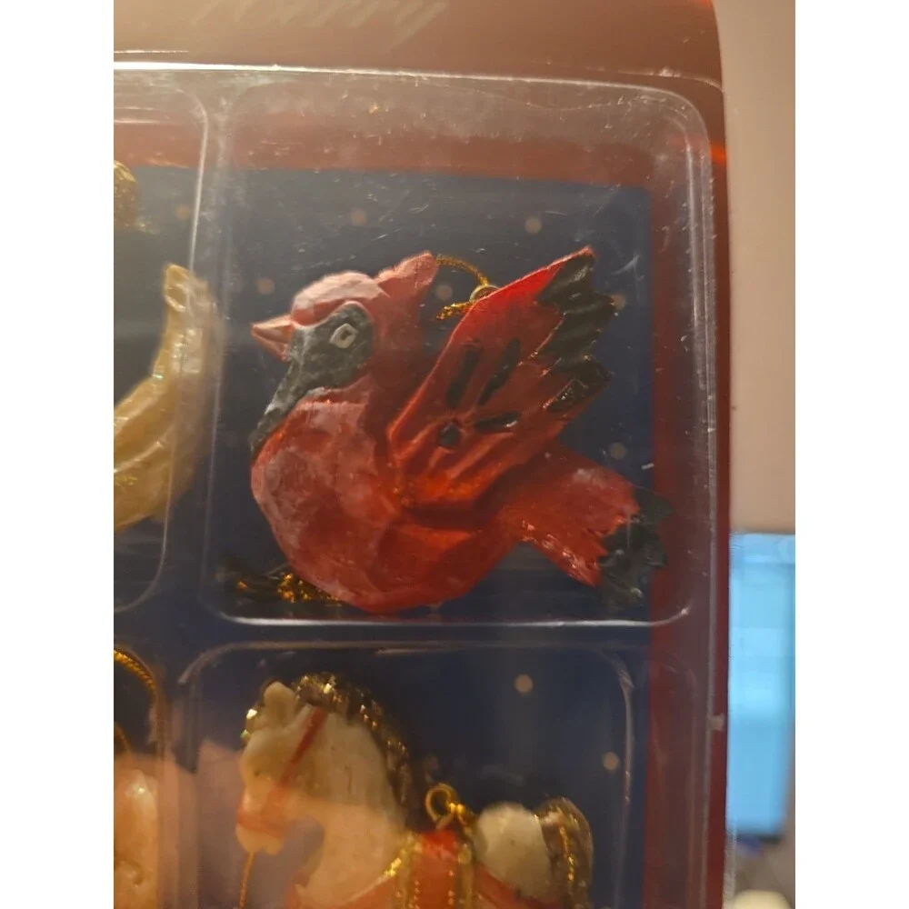 Vintage Christmas Ornaments, Resin, In Packaging, New Old Stock, 8 Quantity